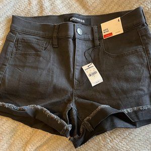 Black Stretch Denim Shorts- EXPRESS